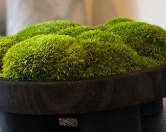 Arreglo de Moss Bowl-Color verde esmeralda-Tazón de madera tallado a mano-Decoración contemporánea del hogar