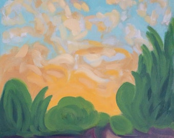 Spring Sunset - Original Oil Painting - Abstract Landscape by Christine Hoffer Studios