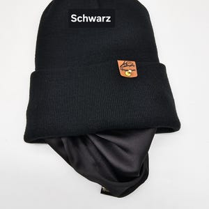 Satin gefütterte Strickmütze,breitem Umschlag Mütze,Locken Winter Mützen,Unisex lang Satinhaube,Haarhaube aus Satin, Satin lined Beanie image 8