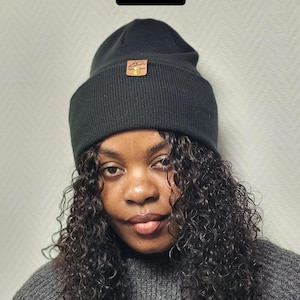 Satin gefütterte Strickmütze,breitem Umschlag Mütze,Locken Winter Mützen,Unisex lang Satinhaube,Haarhaube aus Satin, Satin lined Beanie image 1