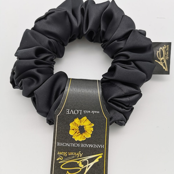 Satin Scrunchie Schwarz, Frauen Haargummi schmuck, Haar Accessoires Mädchen Geschenke für sie, Brautjungfern Geschenk Idee, Cadeau cravates cheveux