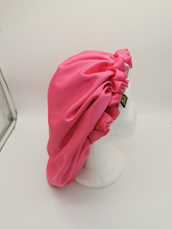 Satin Schlafhaube Doppelseitig | Verstellbare Nachtmütze Für Damen | Haarschutz Beim Schlafen | Rosa | Einheitsgröße