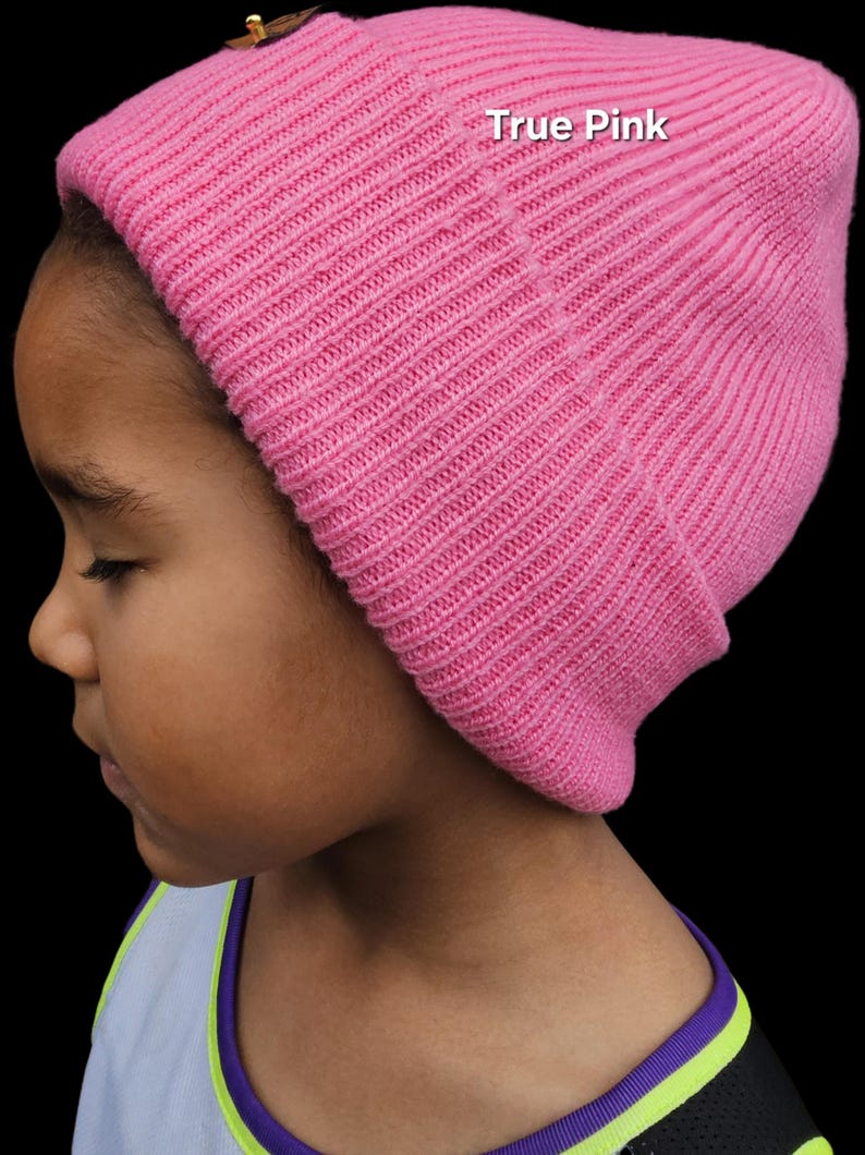 Satin gefütterte Mütze,Wintermützen für Männer,Frauen,Papa Mama Geburtstaggeschenk,satingefütterte Mützen,Beanie mit breitem Umschlag, True Pink