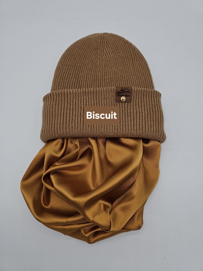 Satin gefütterte Mütze,Wintermützen für Männer,Frauen,Papa Mama Geburtstaggeschenk,satingefütterte Mützen,Beanie mit breitem Umschlag, Biscuit