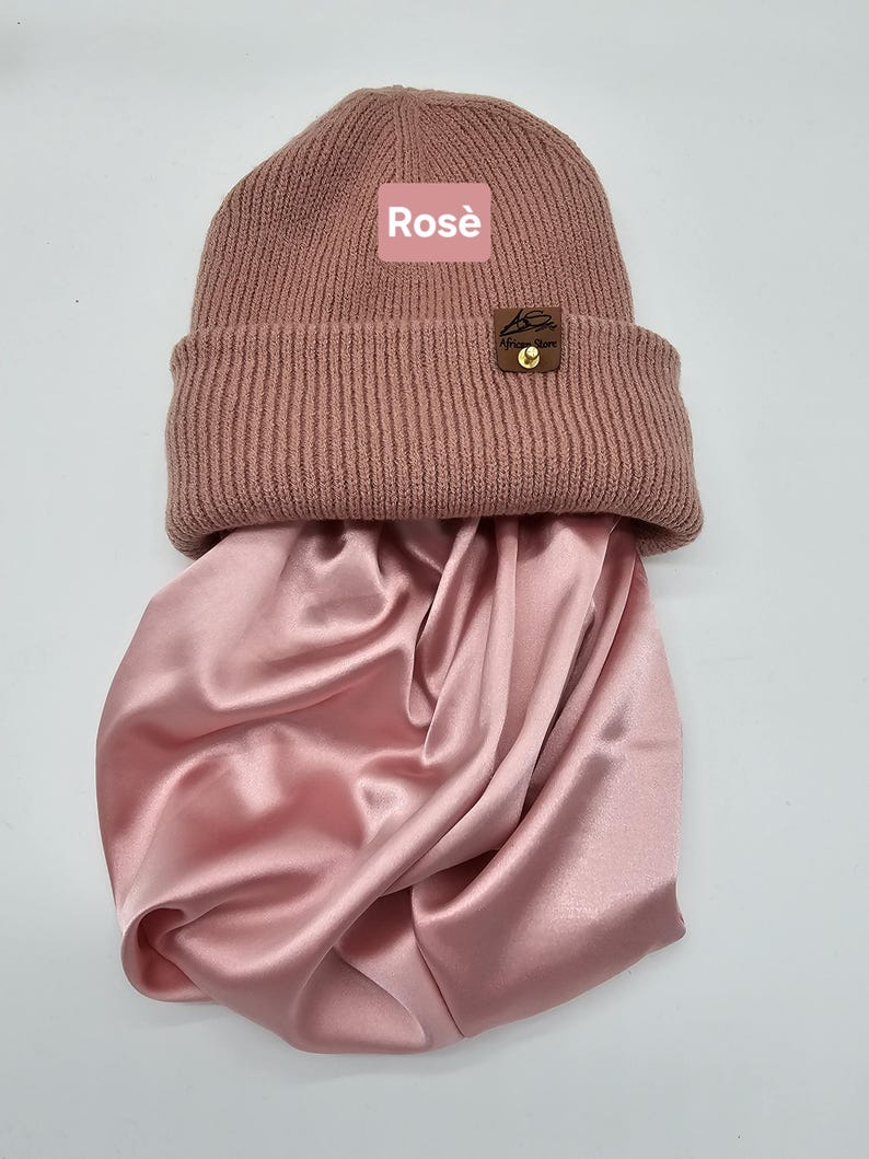 Satin gefütterte Mütze,Wintermützen für Männer,Frauen,Papa Mama Geburtstaggeschenk,satingefütterte Mützen,Beanie mit breitem Umschlag, Rose
