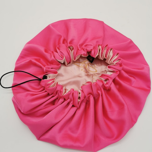 Satin Schlafhaube Fuchsia Baby Rosa, Wendbare  Satin Haarhaube, Satin Bonnets Frauen, verstellbare Haarhaube nacht,Geschenk für sie