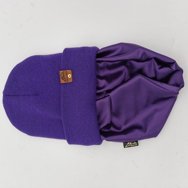 Satin gefütterte Mütze,Wintermützen männer frauen,Papa Mama Geburtstaggeschenk,satin lined Beanies,geschenk für ihm & Sie,Locken Satin haube