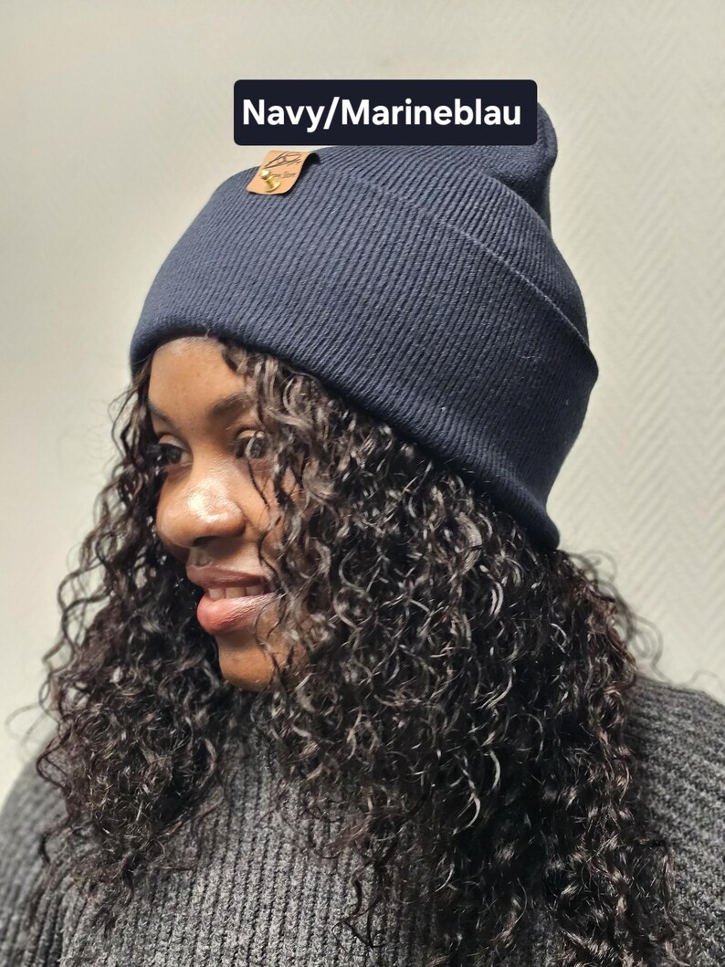 Satin gefütterte Strickmütze,breitem Umschlag Mütze,Locken Winter Mützen,Unisex lang Satinhaube,Haarhaube aus Satin, Satin lined Beanie image 2