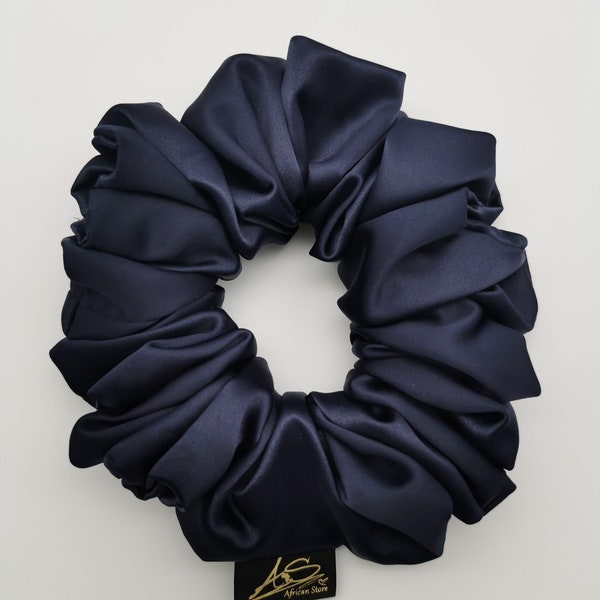 Chouchou en satin Marineblau,Haarschmuck Locken afro,Sommer Haaraccessories Frau,Geschnk für sie,Hochzeit Brautjungern Geschenke ideen