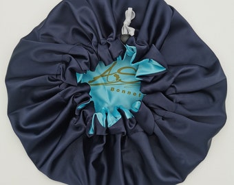 Satin Schlafhaube Marine Himmelblau Jugendliche Teeneger nacht Haarhaube Satin Schlafmütze haare verstellbare Seidenhaube geschenk für sie