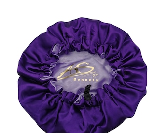 Satin Schlafhaube Kinder Dunkel/Hell lila nacht Frisur schütz ,Satin Sleeping cap,Locken Afrohaar Haube,wendbare Satin Bonnet Zöpfe