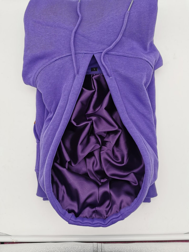 Satin gefuttert Hoodie,Ultraviolet Unisex Kapuzenpullover,dicke winter hoody, 300gsm schwer Kapuzen Sweatshirt image 1