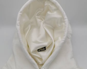 Weiße Satin gefütterte hoodie,weiße Locken kapuzenpullover,Herren Satin Hoodie,Damen Satin Hoodie,Satin Lined Hoodie,afro Haare Hoody