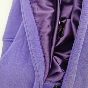 Satin gefuttert Hoodie,Ultraviolet Unisex Kapuzenpullover,dicke winter hoody, 300gsm schwer Kapuzen Sweatshirt image 5