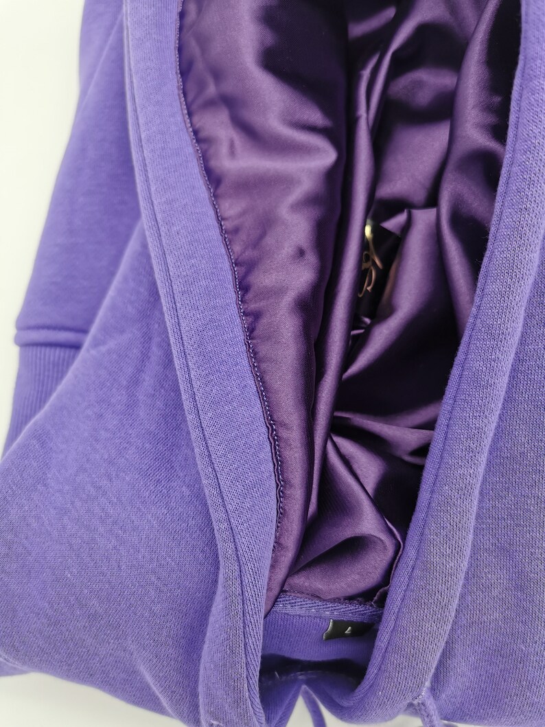 Satin gefuttert Hoodie,Ultraviolet Unisex Kapuzenpullover,dicke winter hoody, 300gsm schwer Kapuzen Sweatshirt image 5