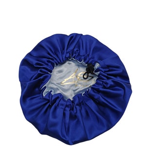 Kinder Satinhaube zum Schlafen. Dunkel/Hellblau Schlafhaube Seide Locken Schlafmütze Kind Nachthaube Mädchen Geschenk für sie Satin bonnet Bild 1