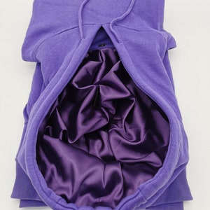 Satin gefuttert Hoodie,Ultraviolet Unisex Kapuzenpullover,dicke winter hoody, 300gsm schwer Kapuzen Sweatshirt image 4