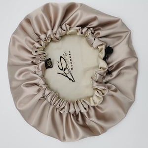 Satin Schlafhaube Taupe/Beige Haar Kopfbedeckung Nacht, Frauen Geschenk Idee, schlaf haarschütz Afro Haarschmuck Hochzeit Brautjungern