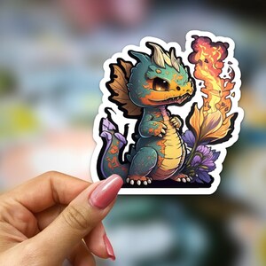 Adorable Fire Dragon Sticker Kiss-Cut Vinyl Decals, Bundle  - Fierce Fire Dragon, Cute Dragon Art, Scrapbooking, Gear Decoration, and more!