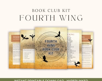 Book Club Kit Fourth Wing by Rebecca Yarros Discussion Questions Book Club Activities Themed Food and Drink List Activity List