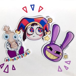 Pomni Jax and Kinger Stickers | The Amazing Digital Circus | TADC Stickers | Vinyl Waterproof Stickers | Glitch & Gooseworx
