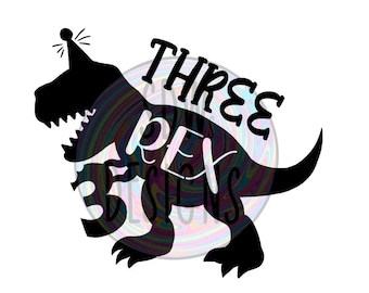 Three Rex Dinosaur 3rd Birthday Party SVG/PNG