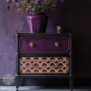 Kacha – Golden Lacework | Middy Foil Transfers® Rub on Transfers for Furniture, Redesign with Prima Decor Transfer, Furniture Transfer