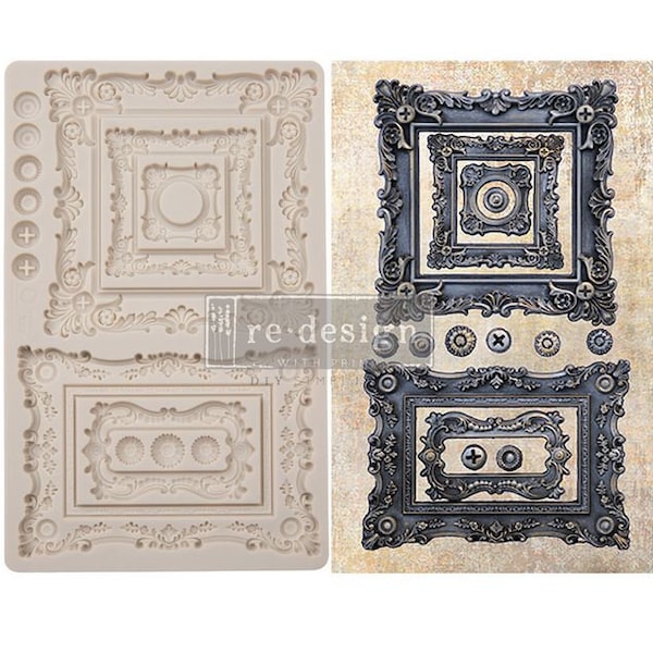 Finnabair Moulds – Baroque Frames - Silicone Decor Mould - Redesign with Prima - 8"x5"