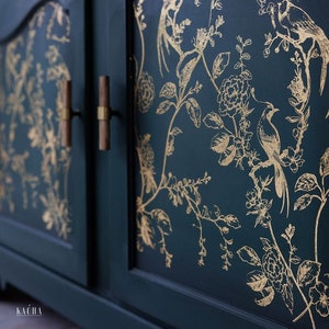 Gold Foil Kacha – A Bird Song, Rub on Transfers for Furniture, Redesign with Prima Decor Transfer, Glam Style Home Decor
