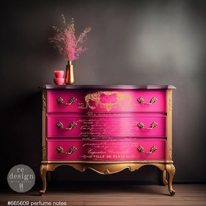Gold Foil Kacha – Perfume Notes, Rub on Transfers for Furniture, Redesign with Prima Decor Transfer, Glam Style Home Decor