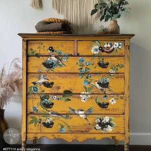 NEW Aviary Elegance Rub on Transfers for Furniture, Redesign with Prima Decor Transfer, Furniture Transfer, Furniture Decals