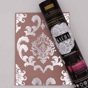 Silver Foil Kacha – House of Damask, Rub on Transfers for Furniture, Redesign with Prima Decor Transfer, Glam Style Home Decor