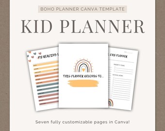 Fully Customizable and Printable Kids' Planner Canva Template