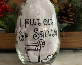 I Put Out for Santa - Funny Christmas Wine Glass(es) - Christmas 2022 - Personalized gifts - Custom Gifts