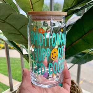Emotional Support Iced Coffee Glass