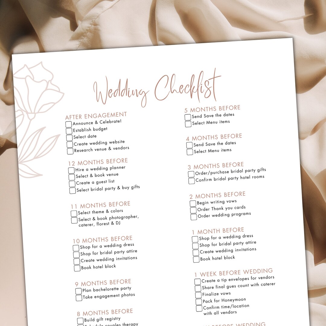 Wedding Checklist Printable Wedding Planning Pages PDF Wedding Day Checklist Wedding Timeline ...