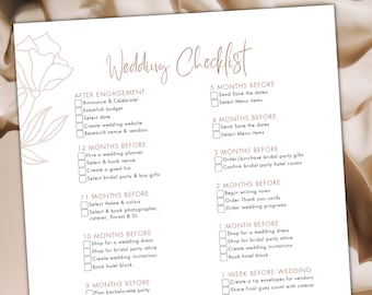 Wedding Checklist Printable | Wedding Planning Pages PDF | Wedding Day Checklist | Wedding Timeline| Wedding Guide Template Instant Download