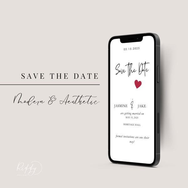 Wedding Digital Invitation,Modern Minimal Save The Date Text, Minimal Wedding Save The Date Template, Elegant Mobile Save The Date Design