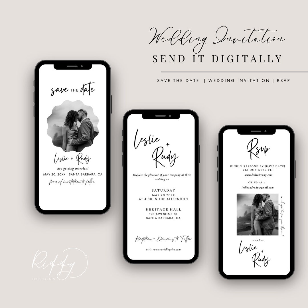Digital Wedding Invitation Card Modern Wedding Invitation Etsy