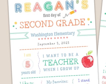 Back to School Sign, White Background, First & Last Day of School, Edit and Reusable, for Boy or Girl, Edit in Canva, Digital Download