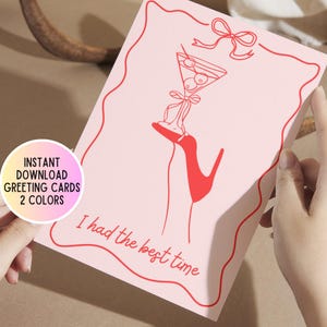 Tarjeta de agradecimiento para despedida de soltera, tarjeta para despedida de soltera, tarjetas para despedida de soltera, agradecimiento por vino antes de los votos, descarga instantánea monocromática