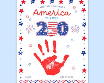 アメリカ建国250周年、7月4日の手形クラフト、アメリカ建国250周年記念、即時ダウンロード
