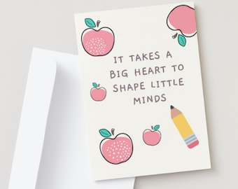 Teacher Thank You Card, End of Year Card Printable, Teacher Appreciation Gift, Last Day of School, Thank you for helping me grow, Instant DL