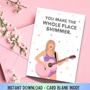 Carte d'anniversaire, carte de remerciement, carte inspirée de TS Swift, intérieur vierge, téléchargement immédiat, cadeau d'appréciation, vous faites scintiller tout l'espace