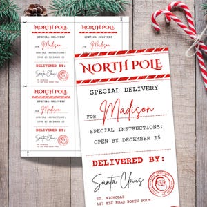 Editable Christmas Tag from Santa, North Pole Special Delivery, Personalized Christmas Tags, Printable Santa Gift Tags, Instant Download