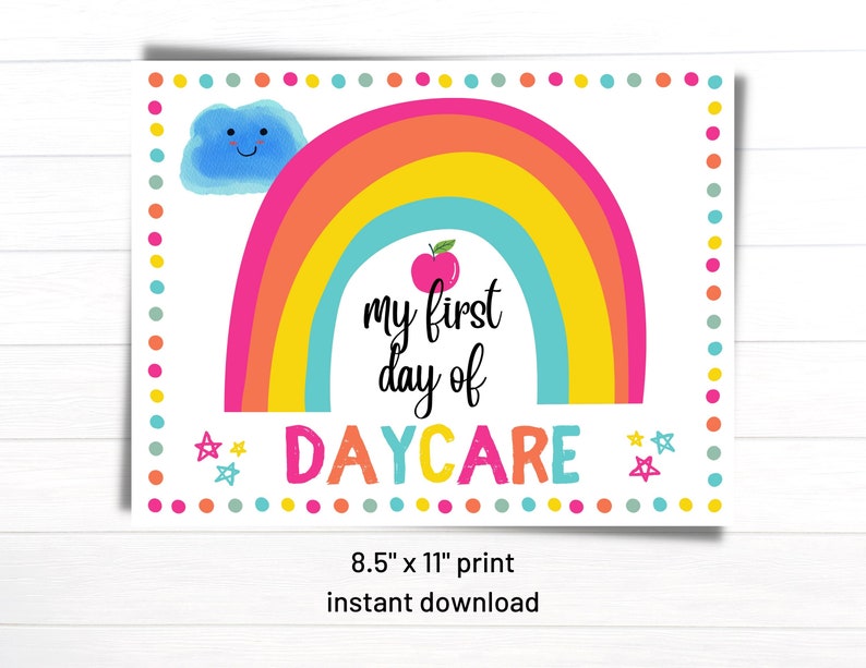 First Day of Daycare, First Day of School Sign Printable, Instant ...
