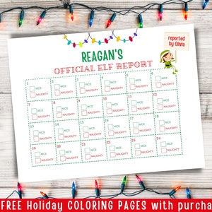エルフの成績表、エルフの公式レポート、カスタム デジタル ファイル、クリスマスの印刷可能な子供向けアクティビティ、サンタの行動チャート