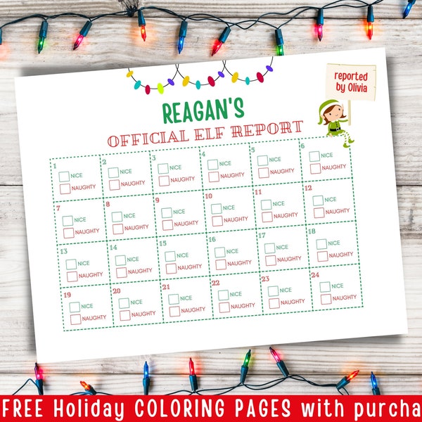 Elf Report Card, Elf Official Report, Custom Digital File, Christmas Printable Kids Activity, Santa Behavior Chart