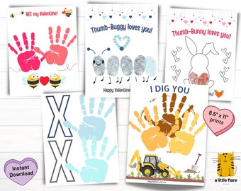 Valentine Handprint Art, Printable Valentine Handprint Craft, Valentines Day Crafts, 20 Pages Instant Download