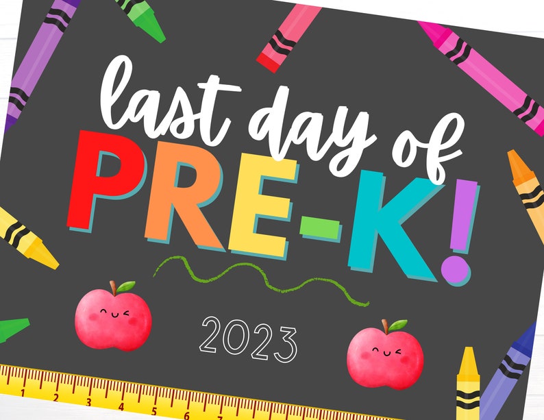Last day of pre k printable graduation sign graduation etsy